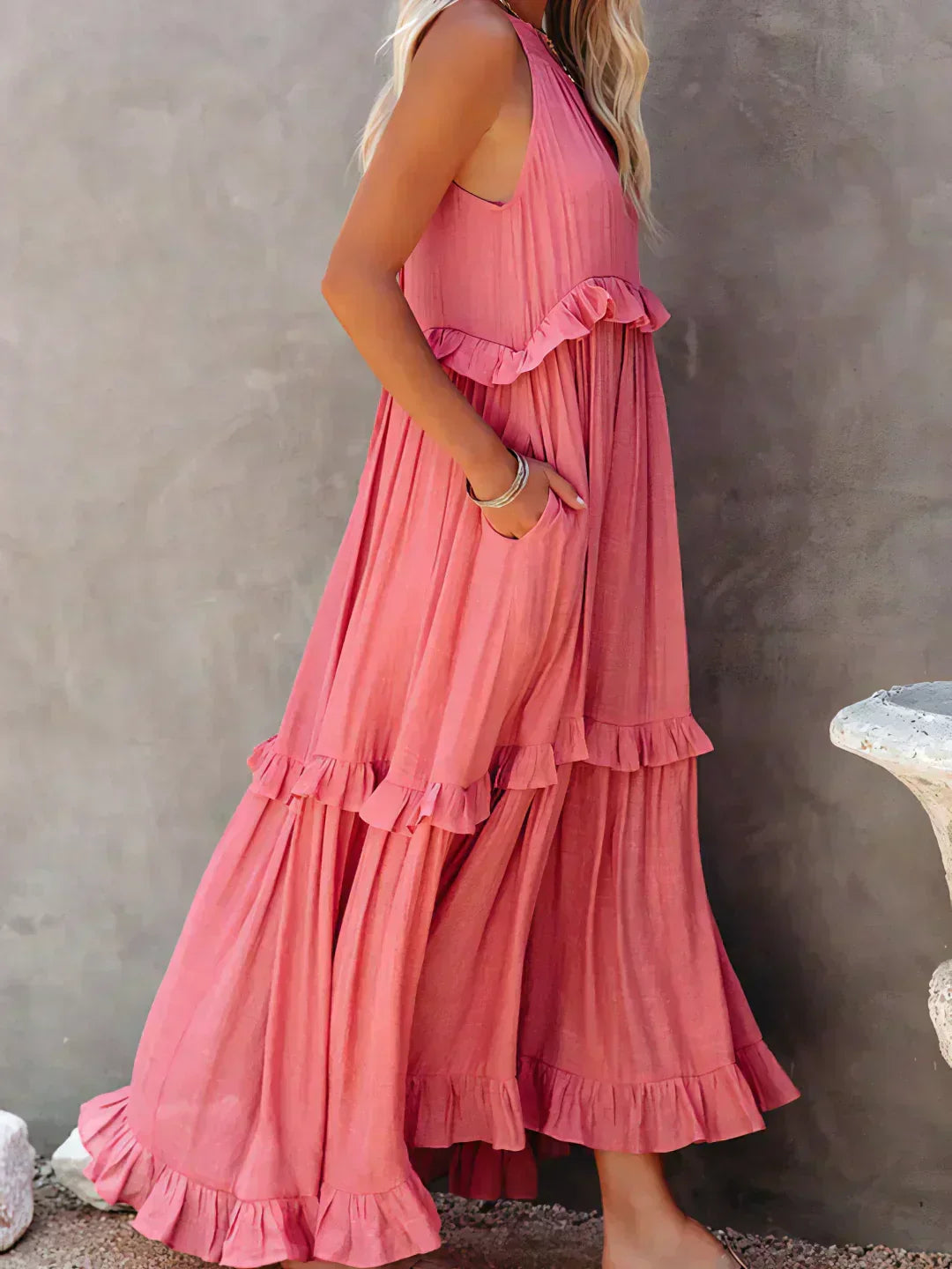 Long Dress in Coral Colour