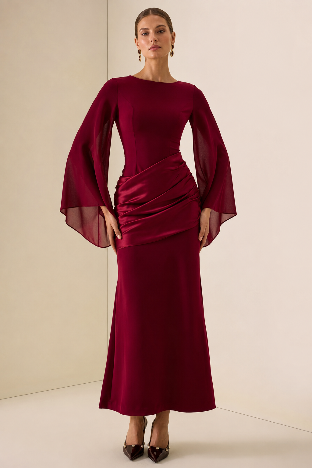 Alana | Cape Sleeve Maxi Dress