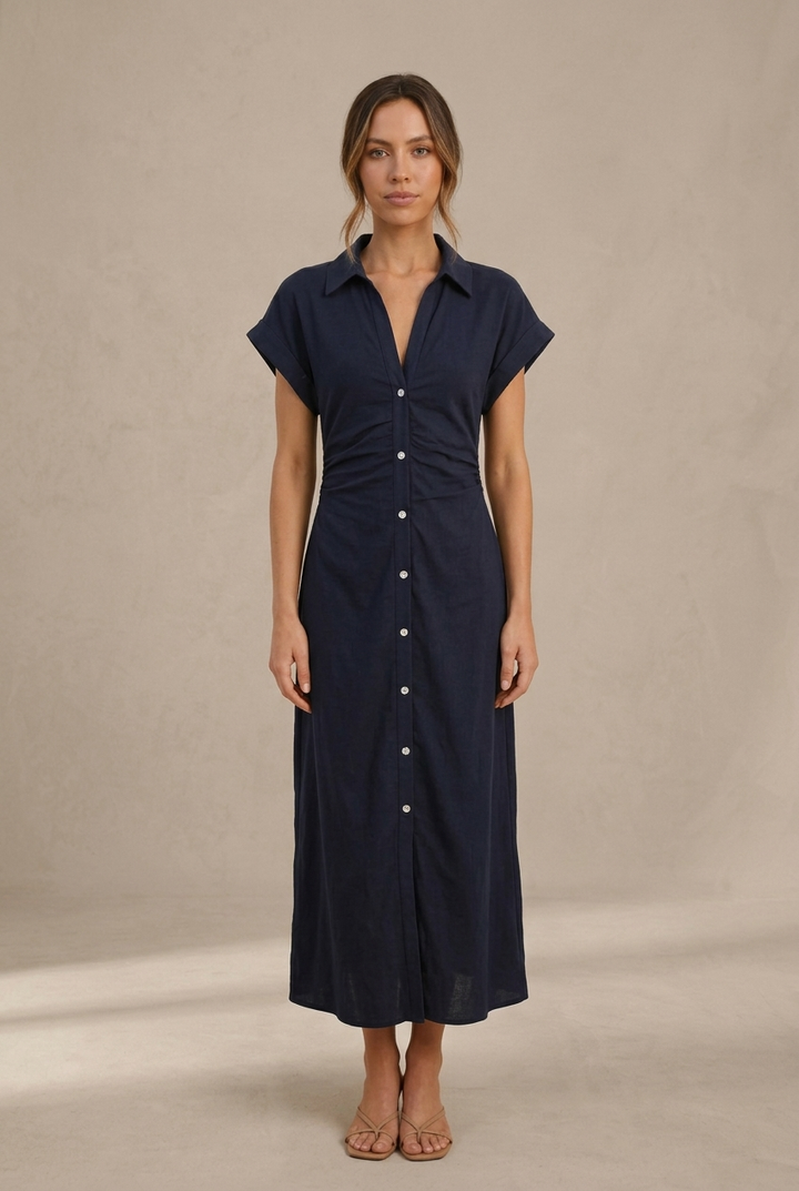 Denim Mini Dress with Buttons