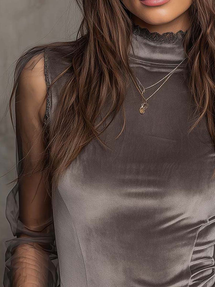 Graphite Grey High Neck Velvet Panel Mask