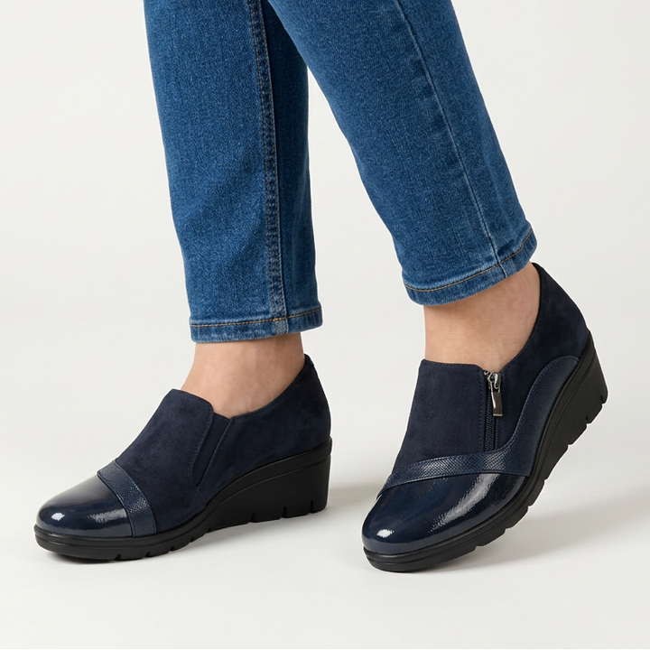 Four-Color Heeled Moccasins