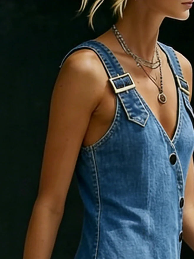 Vera - Button-Up Long Denim Dress