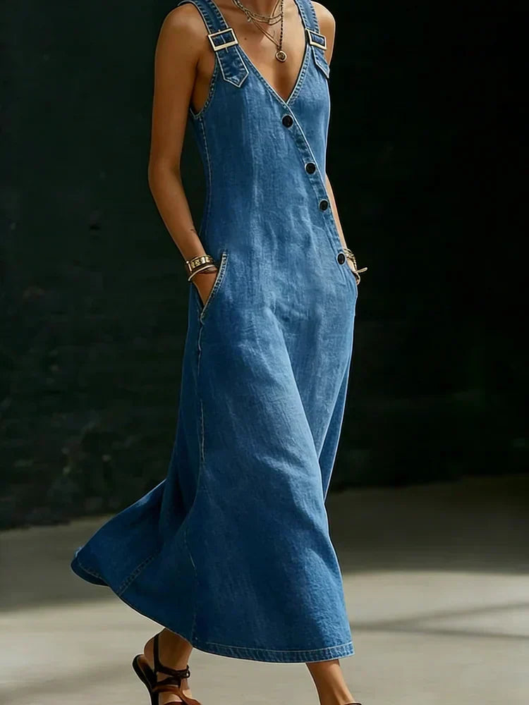 Vera - Button-Up Long Denim Dress