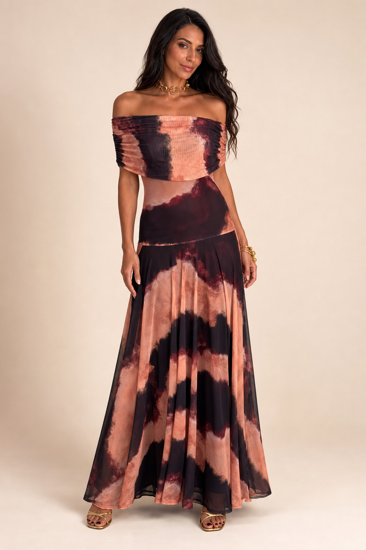 Sofia | Off-Shoulder Maxi Dress with Elegant Draping