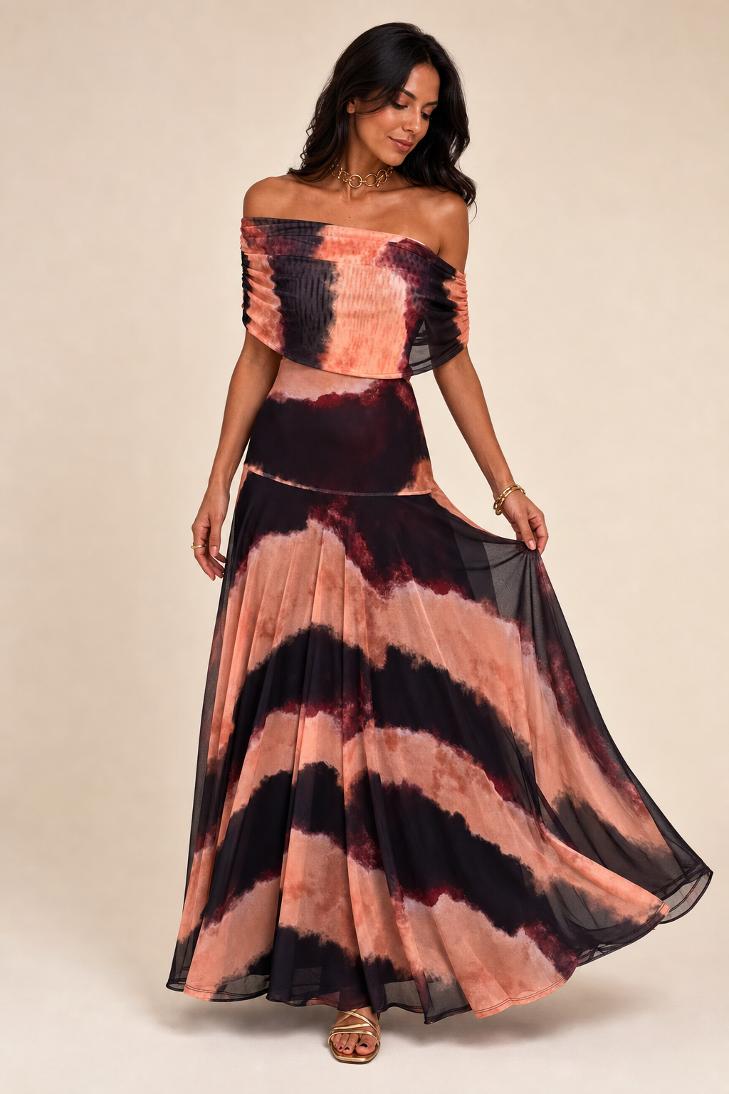 Sofia | Off-Shoulder Maxi Dress with Elegant Draping