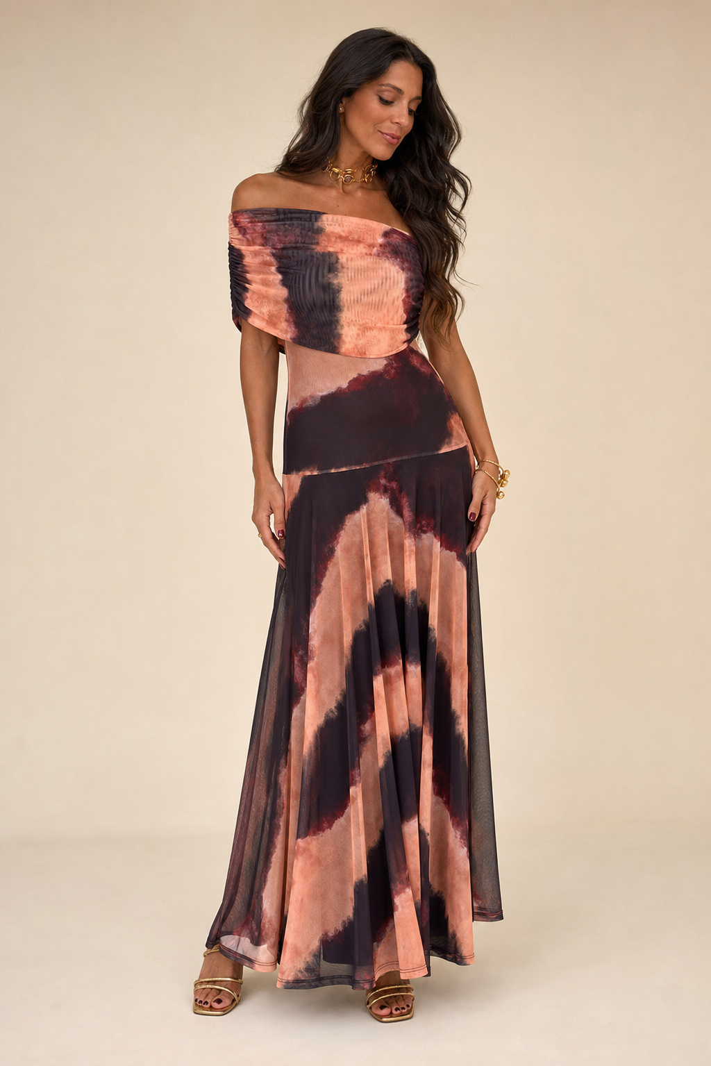 Sofia | Off-Shoulder Maxi Dress with Elegant Draping