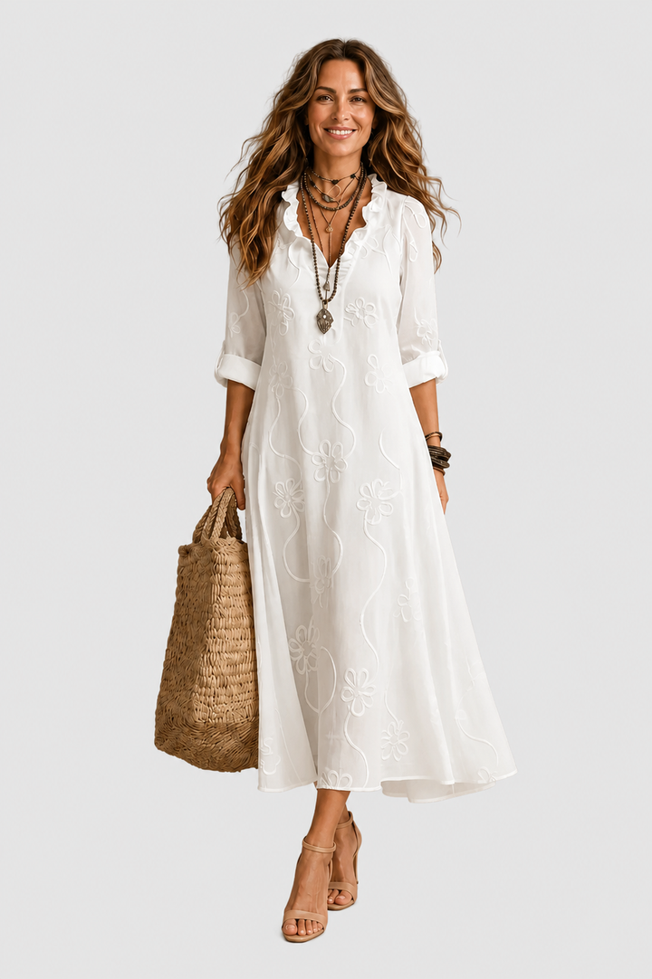 Marcela | Embroidered Romantic Maxi Dress