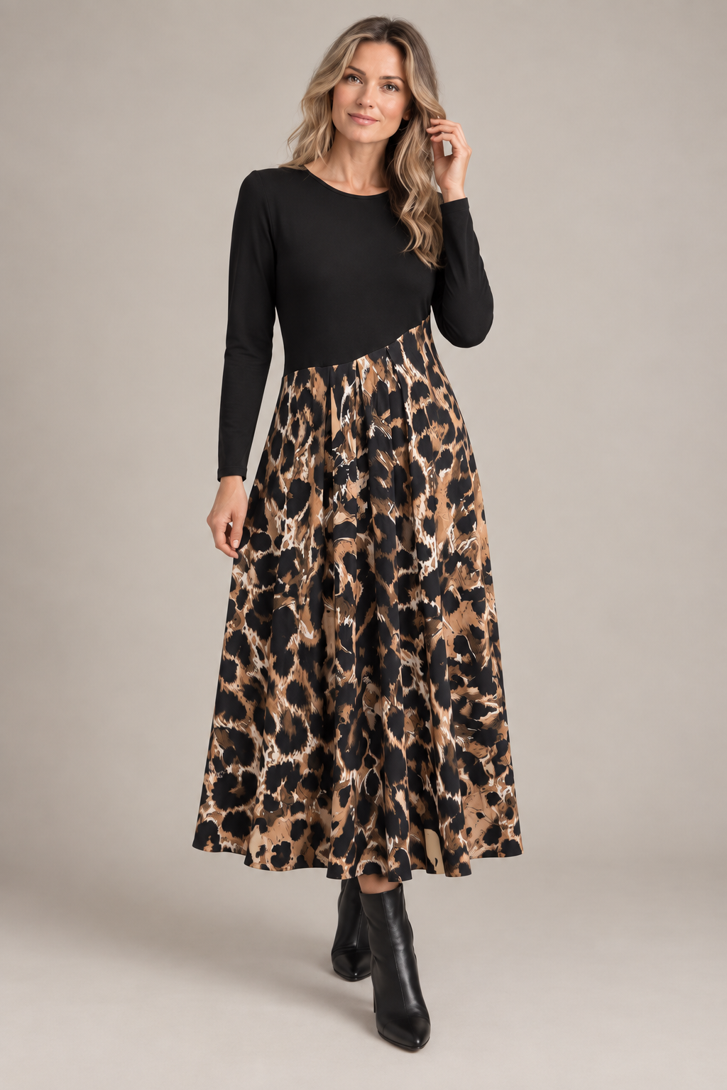 Leona | Leopard Print Midi Dress
