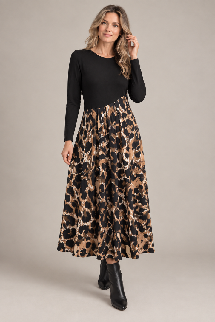 Leona | Leopard Print Midi Dress