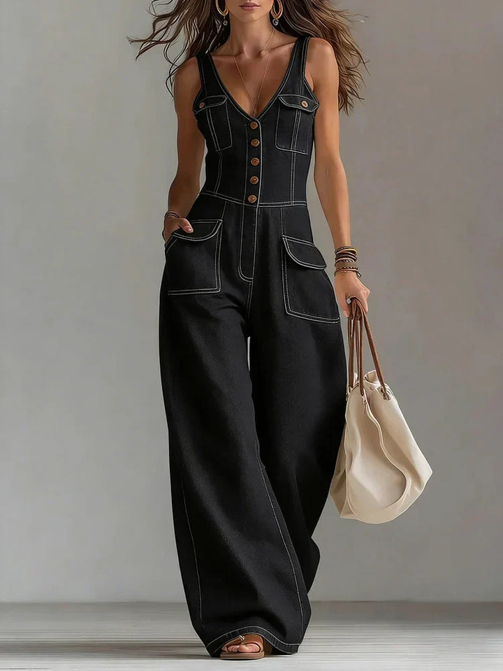 Sofia - Relaxed Fit Wide-Leg Denim Jumpsuit