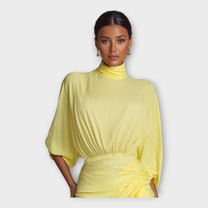 Elegant Pleated Long Dress with Sophisticated Design