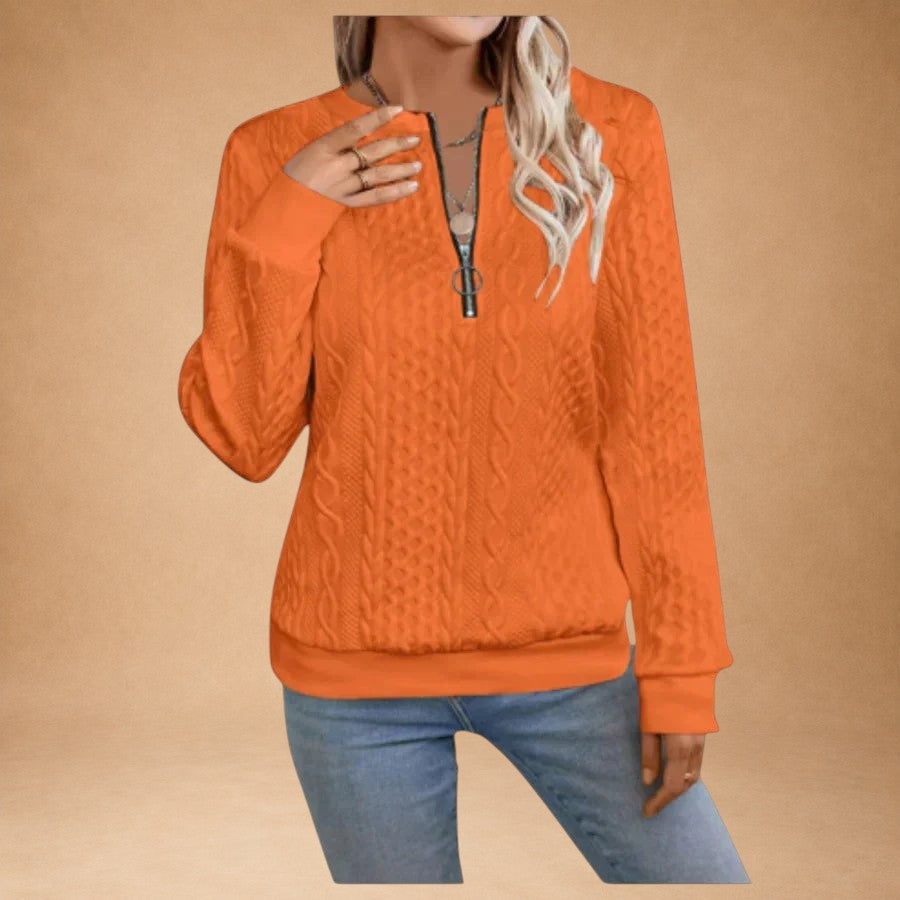 Pagona - Women's Zip-Up Cardigan with Cable Knit Design for Elegant Comfort