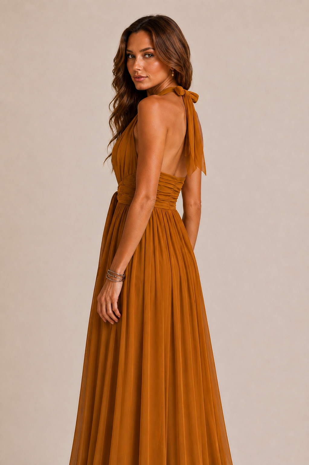 Bohuslava | Elegant Long Evening Gown with Plunging Neckline
