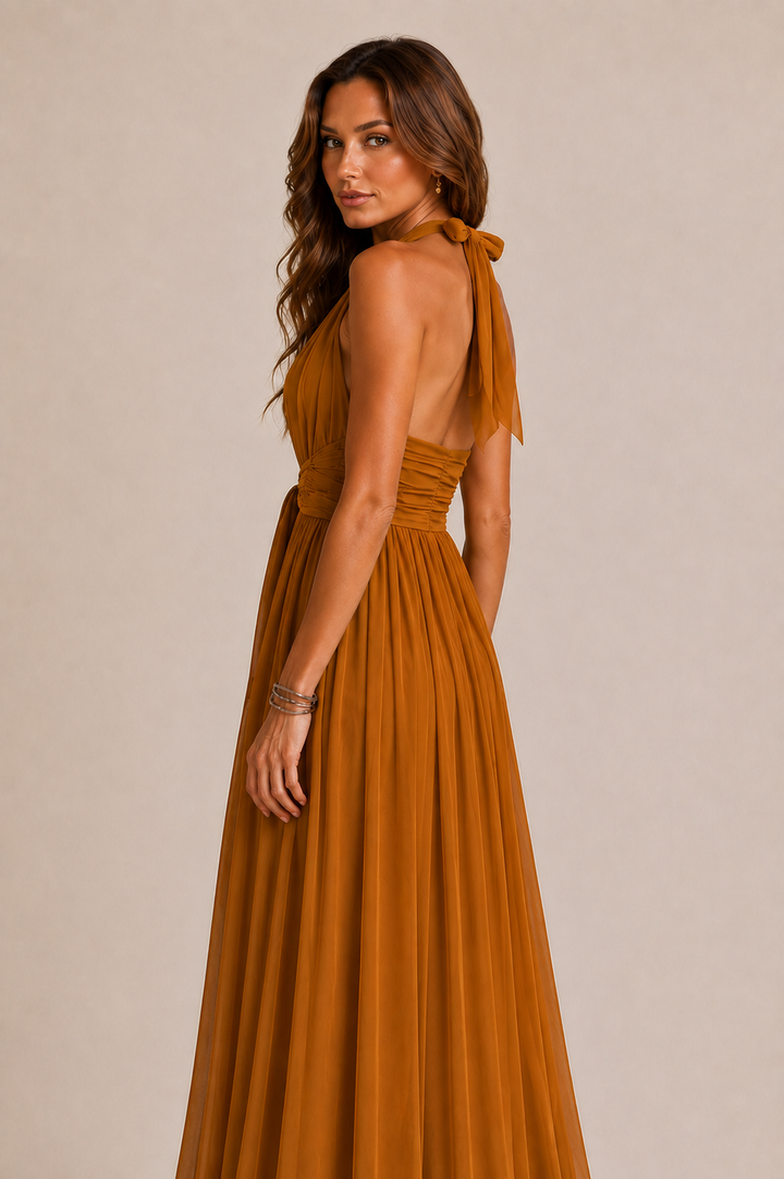 Bohuslava | Elegant Long Evening Gown with Plunging Neckline
