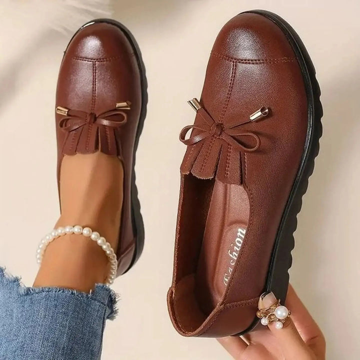 Platform Moccasins for Women with Decorative Bow