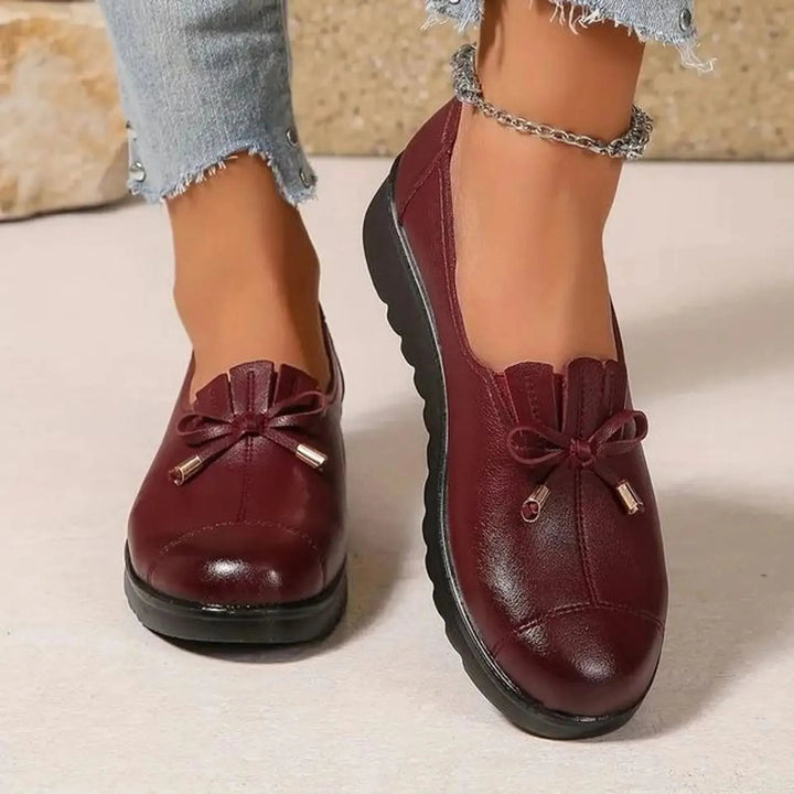 Platform Moccasins for Women with Decorative Bow