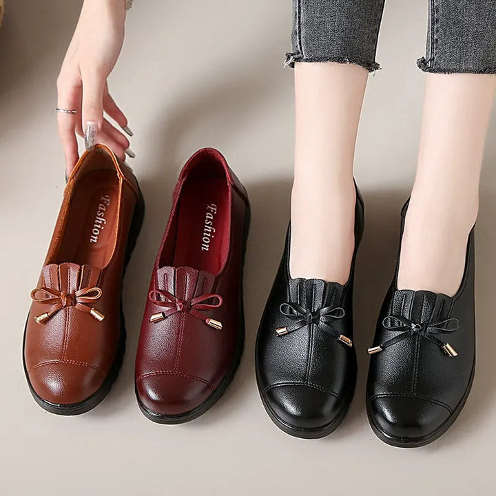 Platform Moccasins for Women with Decorative Bow