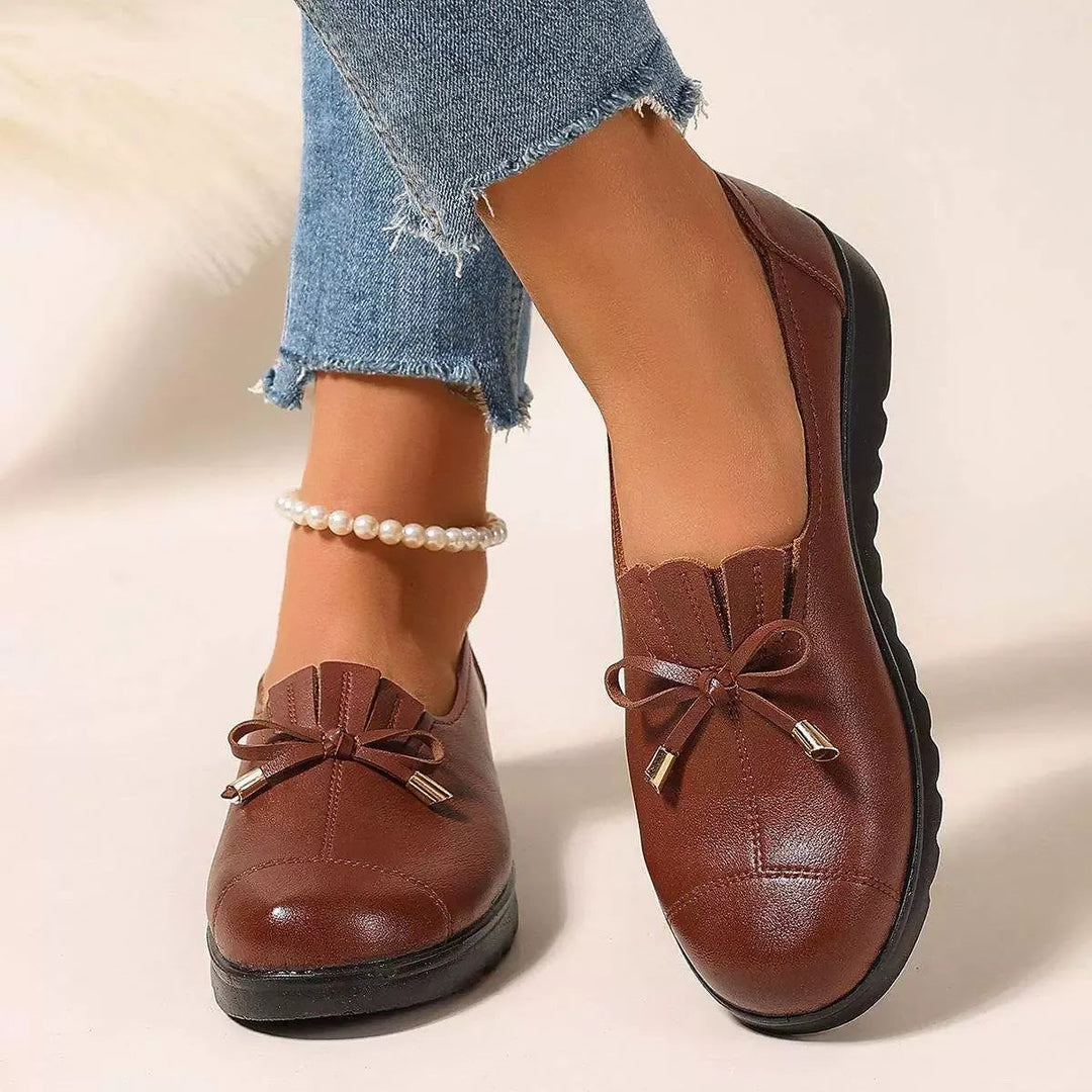 Platform Moccasins for Women with Decorative Bow
