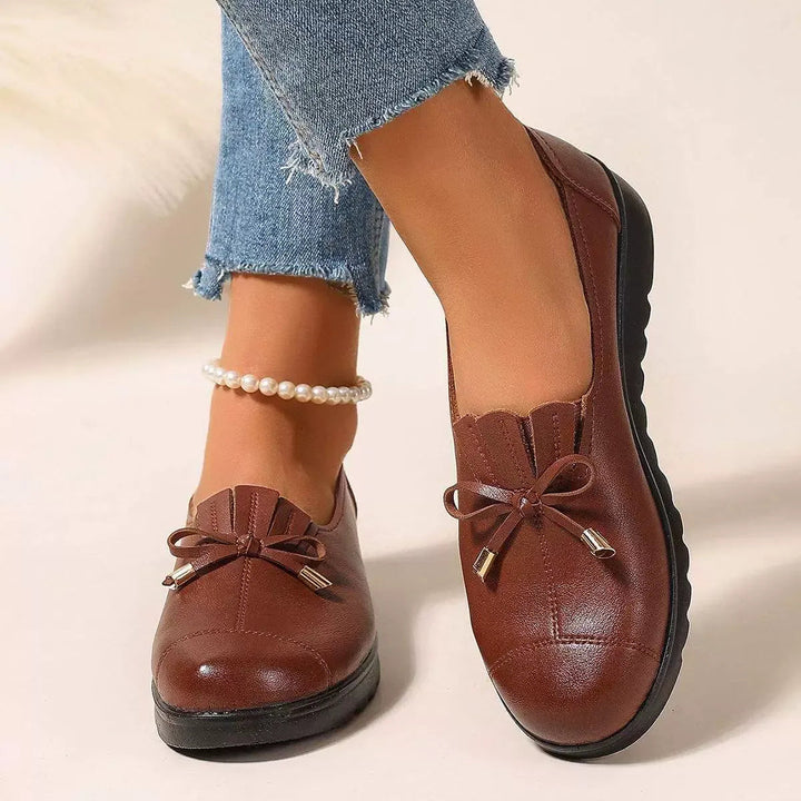 Platform Moccasins for Women with Decorative Bow