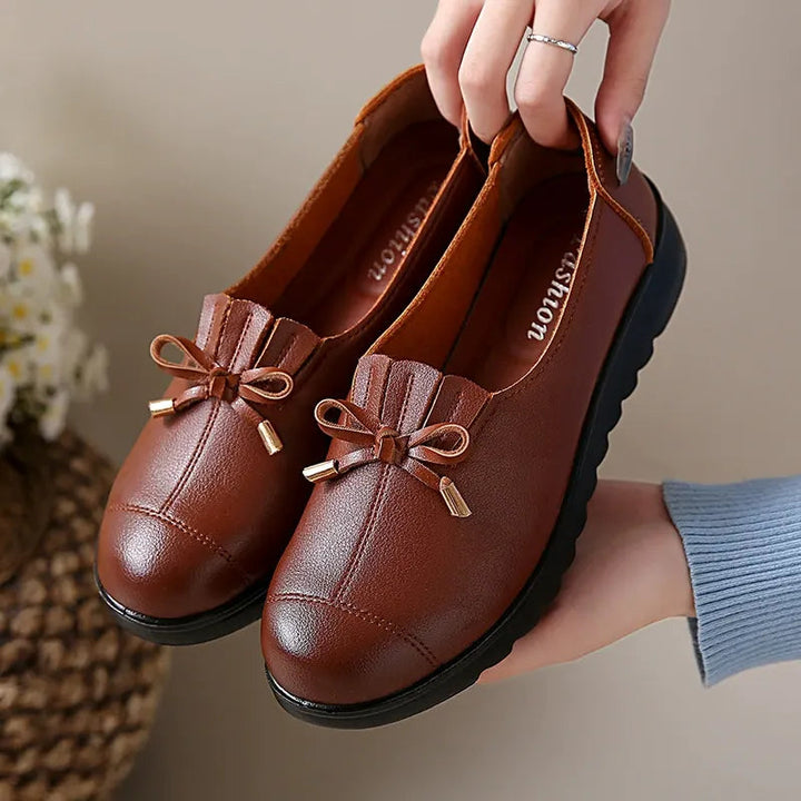 Platform Moccasins for Women with Decorative Bow
