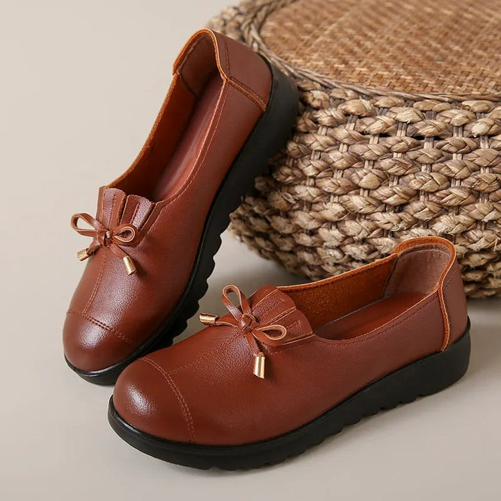 Platform Moccasins for Women with Decorative Bow