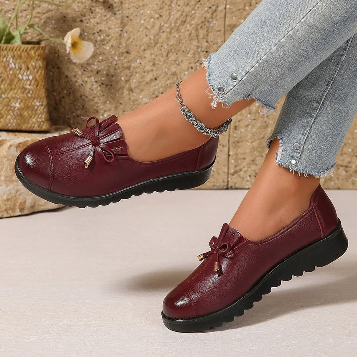 Platform Moccasins for Women with Decorative Bow