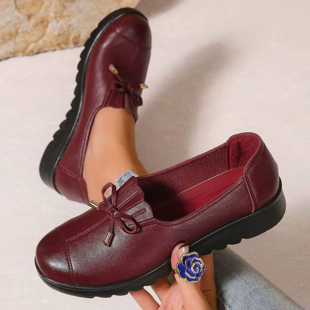 Platform Moccasins for Women with Decorative Bow