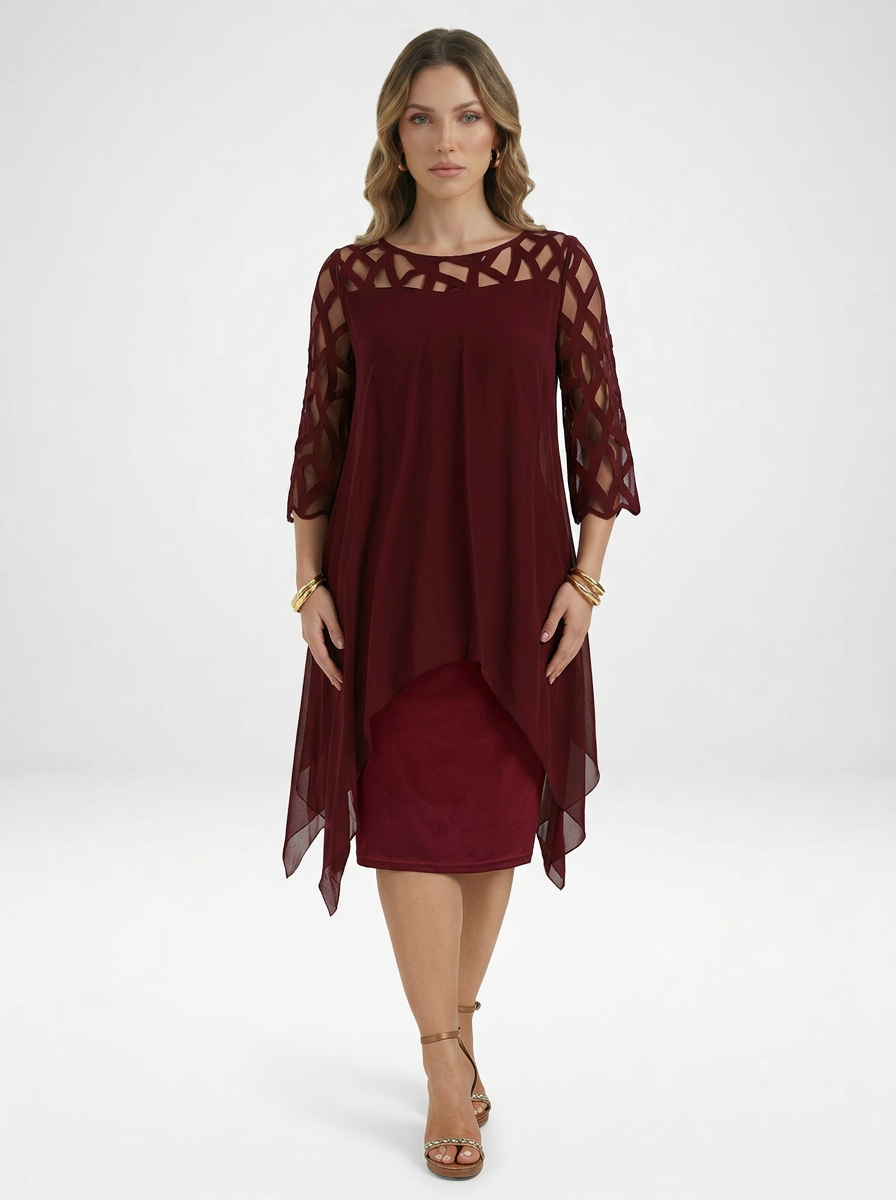 Timea | Layered Overlay Midi Dress