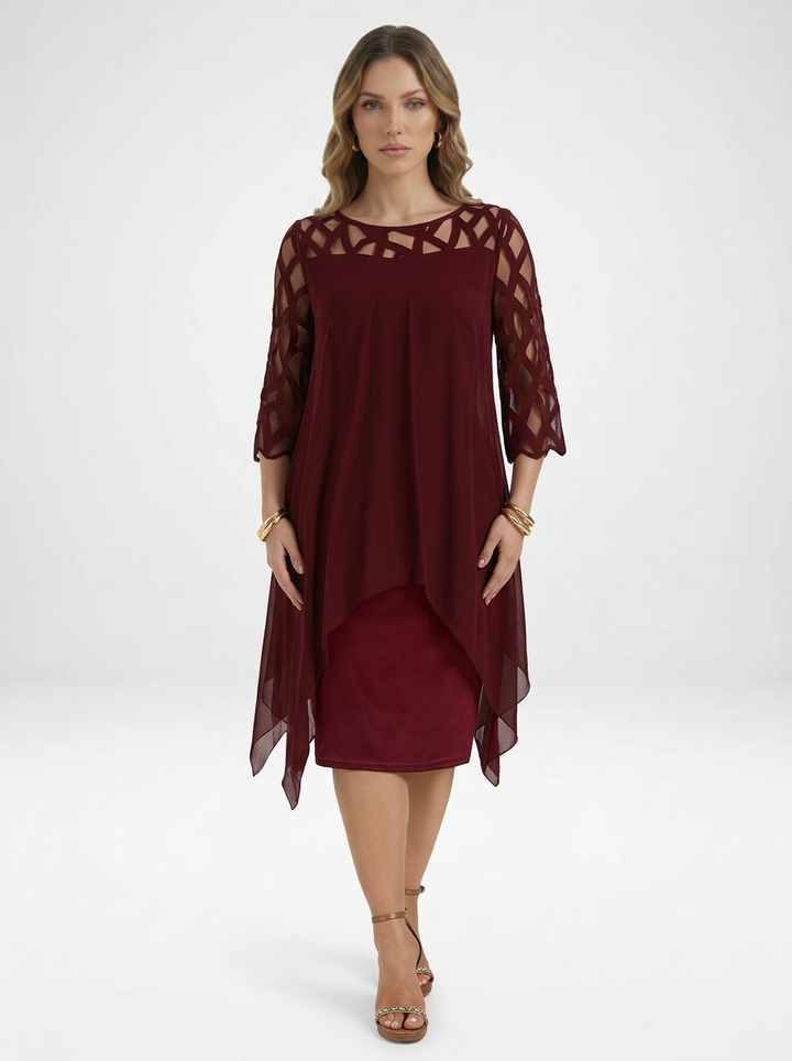 Timea | Layered Overlay Midi Dress
