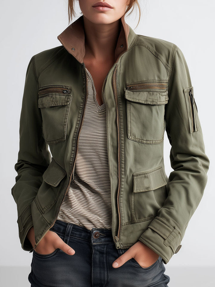 Olive Utility Pocket Cargo Jacket
