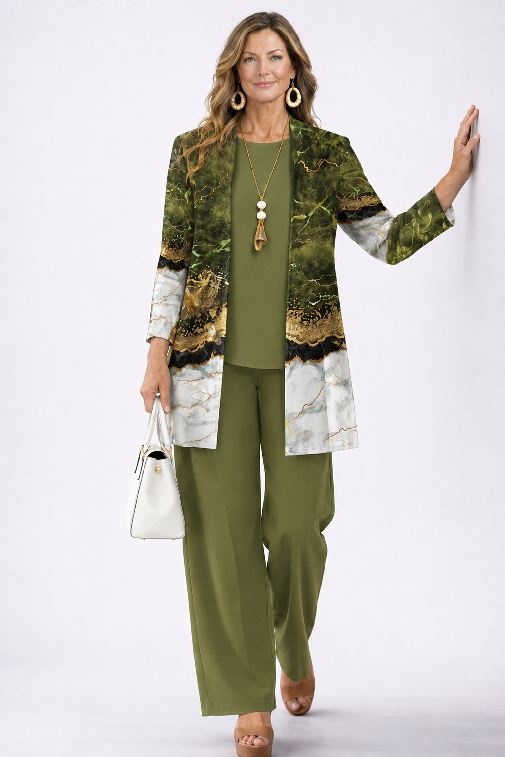 Three-Piece Outfit: Long Top and Trousers Set