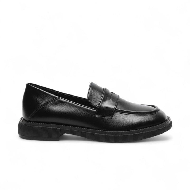 Soft Textured Black Low Moccasins