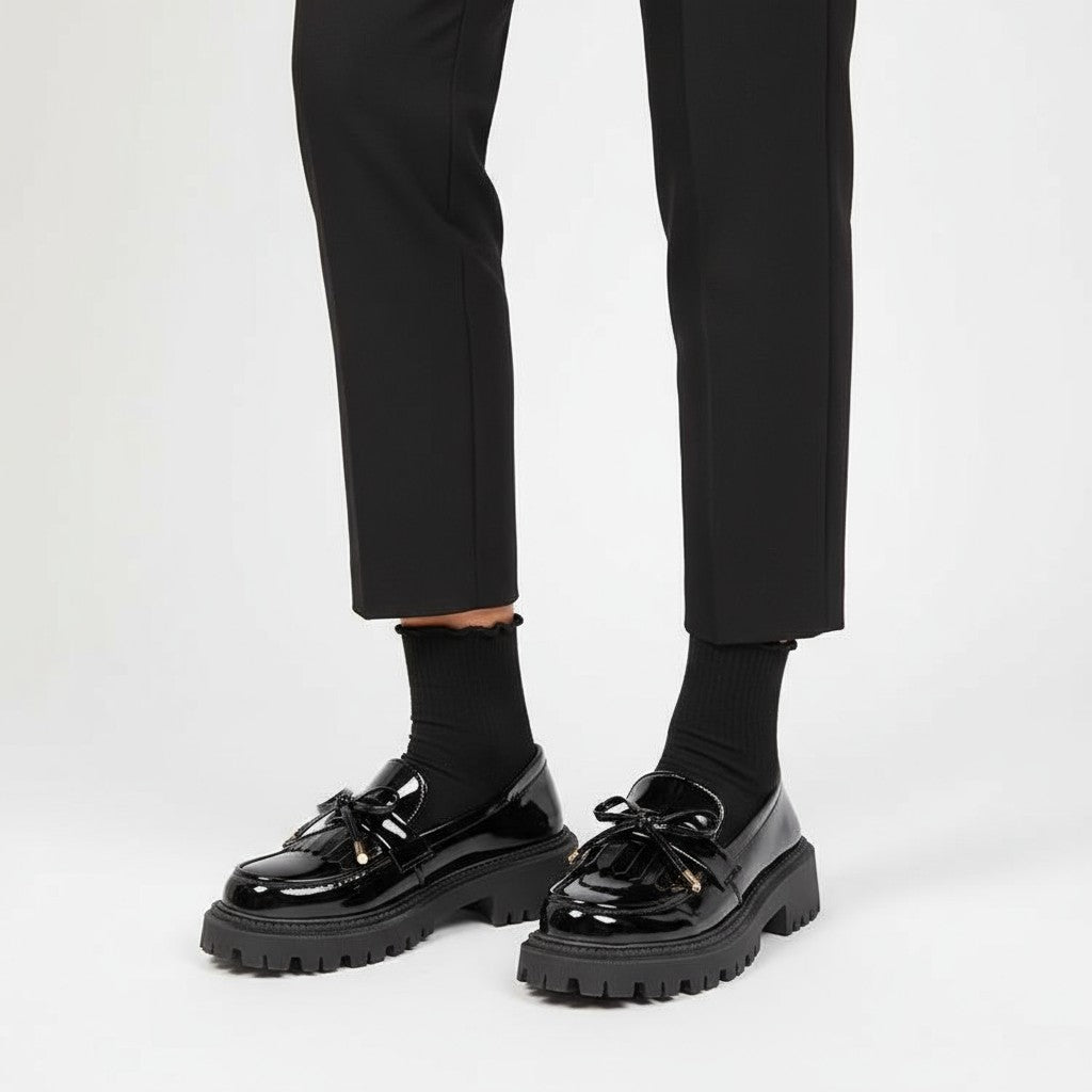 Bulk Edition Patent Leather Moccasins with Bow