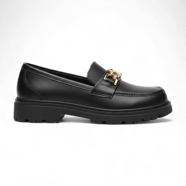 Gold Chain-Embellished Platform Loafers