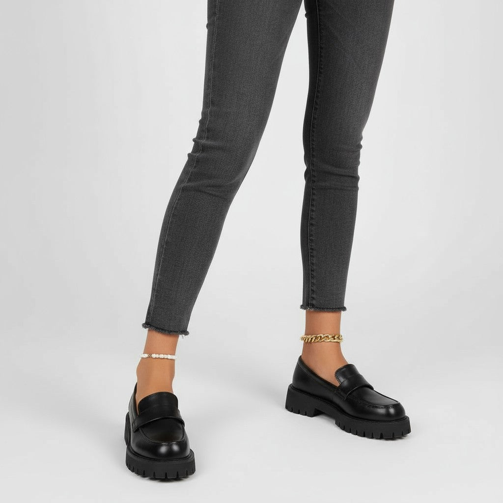 Matte Black Platform Moccasins