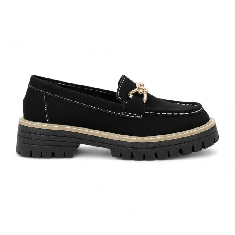 Mass-Produced Moccasins Featuring Gold Chain Accents