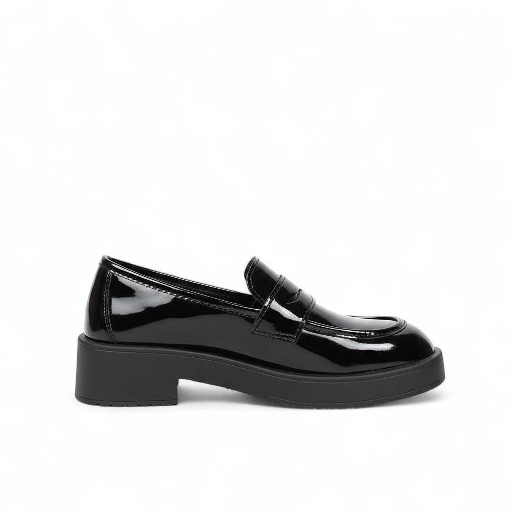 Glossy High-Sole Loafers