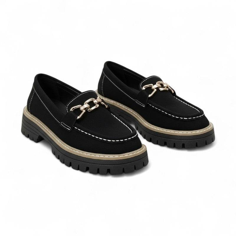 Mass-Produced Moccasins Featuring Gold Chain Accents