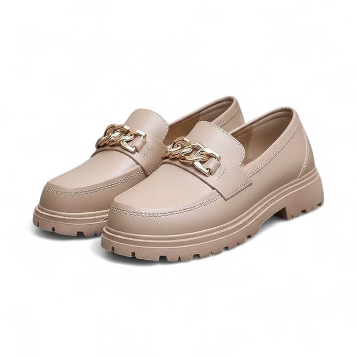 Gold Chain-Embellished Platform Loafers