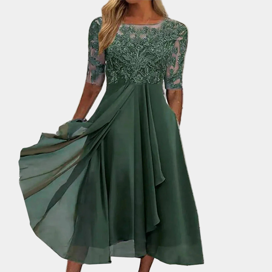 VICTORIA | Graceful Lace Dress Featuring a Flared Skirt