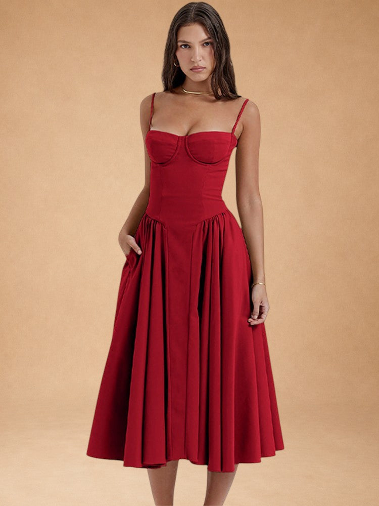 Structured Midi Dress with Built-in Bra