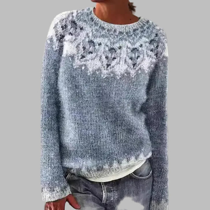 Shoulder-Patterned Textured Knit Sweater