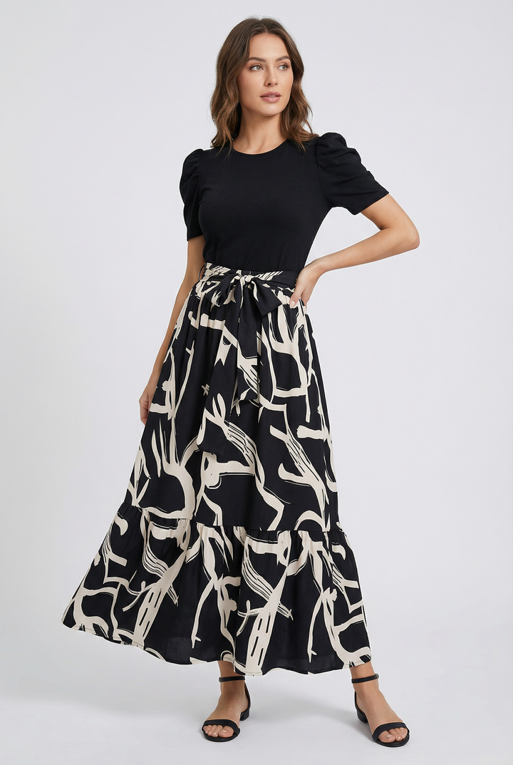Edita | Elegant Maxi Dress with Stand-Up Collar for a Romantic Look