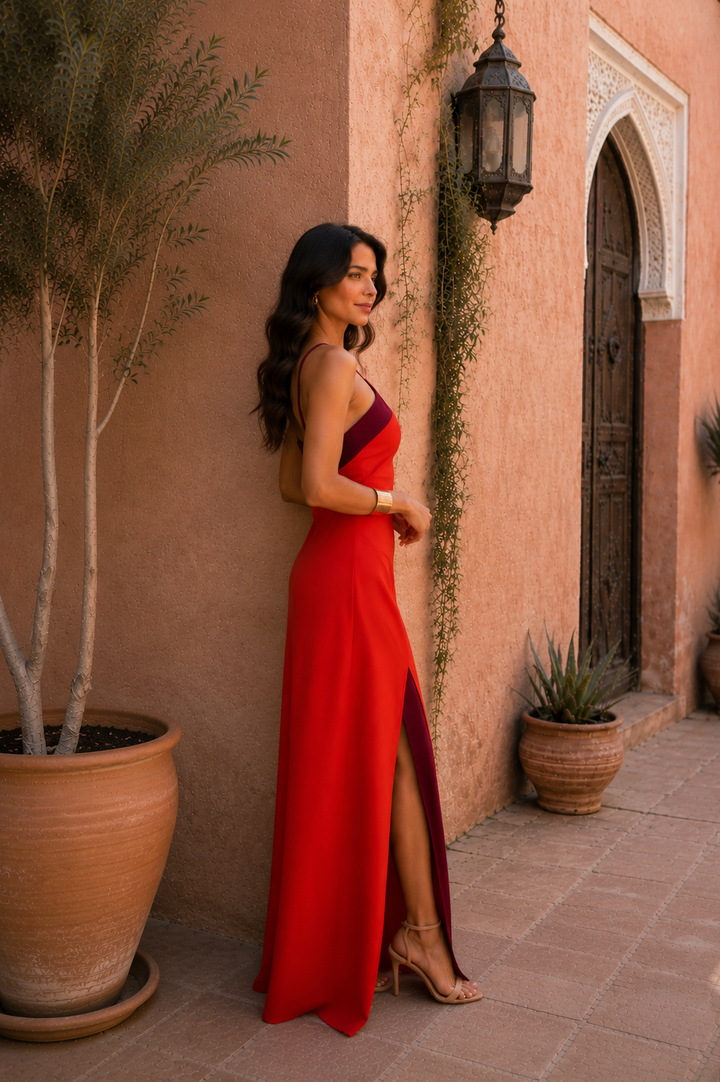 Alvor - Long Halter Neck Dress with Split