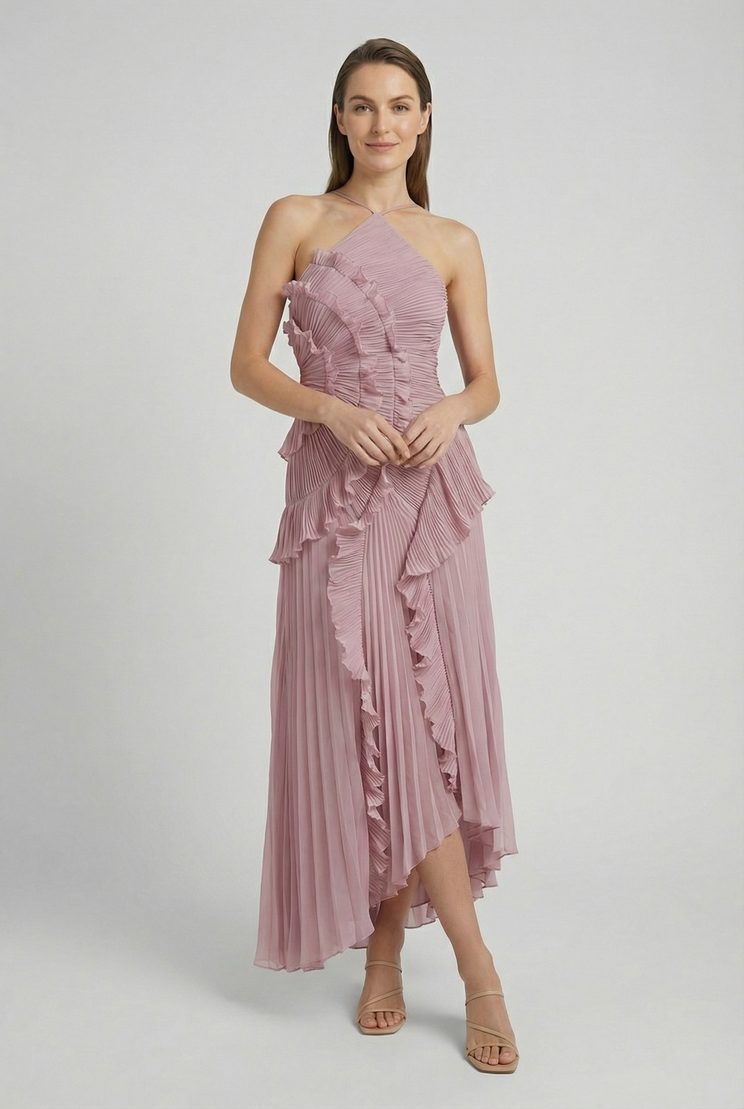 Bibiána | Asymmetrical Pleated Maxi Gown