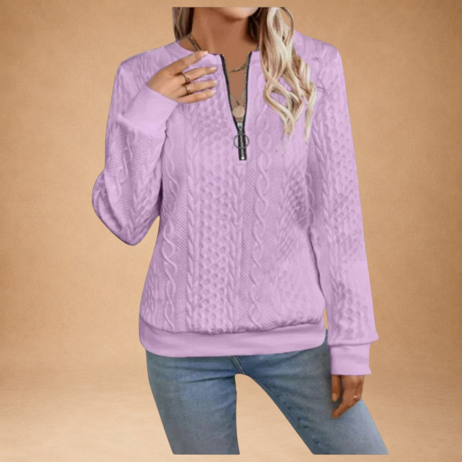 Pagona - Women's Zip-Up Cardigan with Cable Knit Design for Elegant Comfort