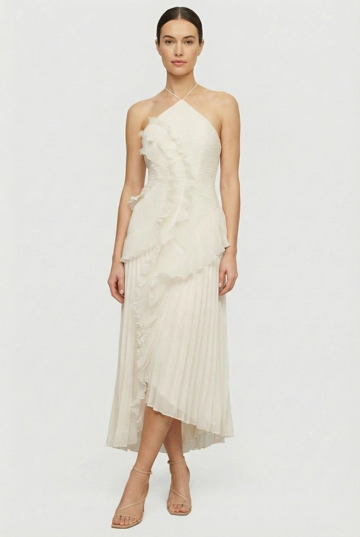 Bibiána | Asymmetrical Pleated Maxi Gown