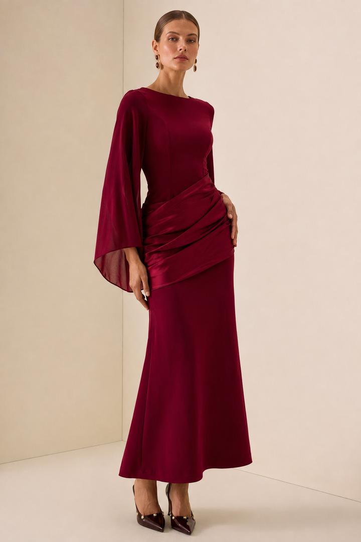 Alana | Cape Sleeve Maxi Dress