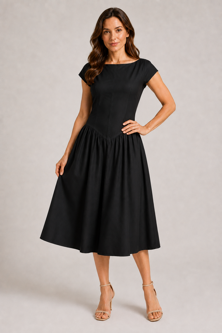 Želmíra | Midi A-Line Dress with Boat Neck
