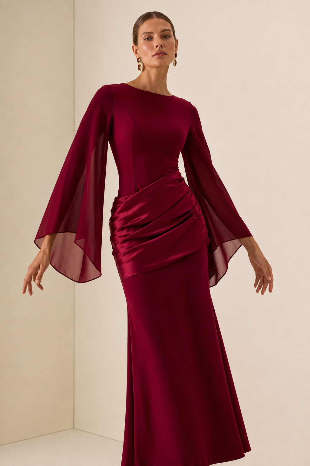Alana | Cape Sleeve Maxi Dress